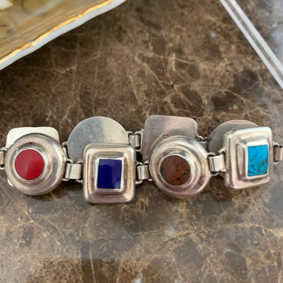 Jewelry - VTG Sterling Multi Gemstone Bracelet 41G